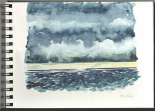 watercolor of clouds over Pt Reyes