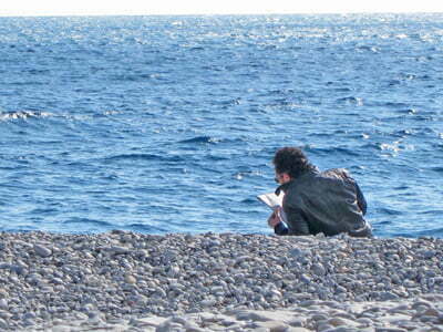 man on beach in Nice